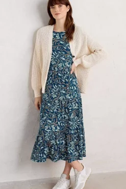Seasalt Cornwall Dresses<Line Strokes Short Sleeve Dress (Gots) Flowing Reeds Raincloud