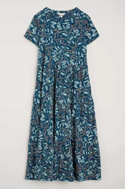 Seasalt Cornwall Dresses<Line Strokes Short Sleeve Dress (Gots) Flowing Reeds Raincloud