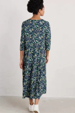 Seasalt Cornwall Dresses<Line Strokes Tiered Jersey Dress (Gots) Woodland Carpet Maritime