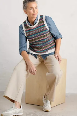 Seasalt Cornwall Knitwear<Little Grebe Fair Isle Vest Paving Path Seaway Multi