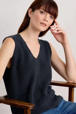 Seasalt Cornwall Knitwear<Lookout Point V-Neck Knitted Vest Maritime