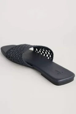 Seasalt Cornwall Sandals<Lost Cove Flat Leather Mule Sandals Inkwell