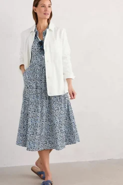 Seasalt Cornwall Dresses<Mainland Jersey Midi Dress Seaweed Floral Chalk