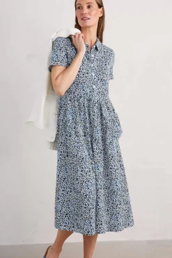 Seasalt Cornwall Dresses<Mainland Jersey Midi Dress Seaweed Floral Chalk