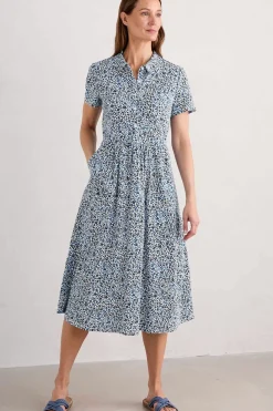 Seasalt Cornwall Dresses<Mainland Jersey Midi Dress Seaweed Floral Chalk