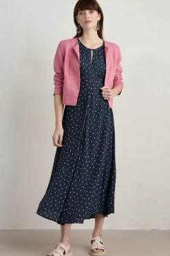 Seasalt Cornwall Dresses<Marsh Violet Short Sleeve Empire Line Dress Little Sponge Spot Maritime