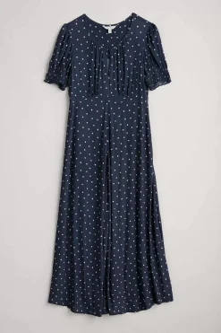 Seasalt Cornwall Dresses<Marsh Violet Short Sleeve Empire Line Dress Little Sponge Spot Maritime