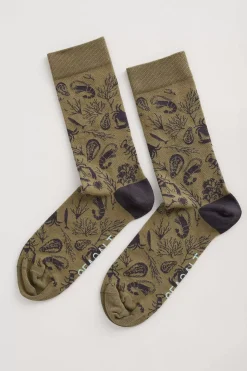 Seasalt Cornwall Socks<Men's Arty Organic Cotton Socks Spirit Sail Raincloud