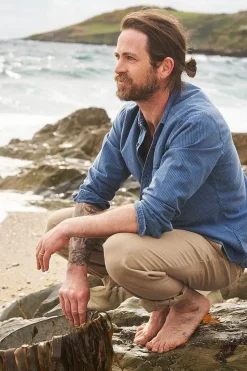 Seasalt Cornwall Tops & T-Shirts<Men's Ayre Organic Cotton Shirt Mid Indigo Stripe