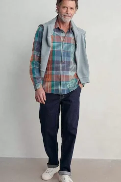 Seasalt Cornwall Tops & T-Shirts<Men's Banyan Checked Cotton Shirt Gladsome Mallow
