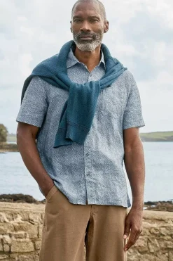 Seasalt Cornwall Tops & T-Shirts<Men's Blue Heron Printed Short Sleeve Shirt Sewn Geo Blue Sail