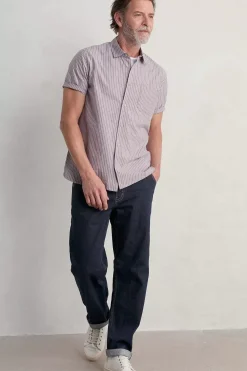 Seasalt Cornwall Tops & T-Shirts<Men's Blue Heron Striped Short Sleeve Shirt Barley Tack Mallow