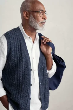 Seasalt Cornwall Knitwear<Men's Boulder Perch Knitted Vest Maritime