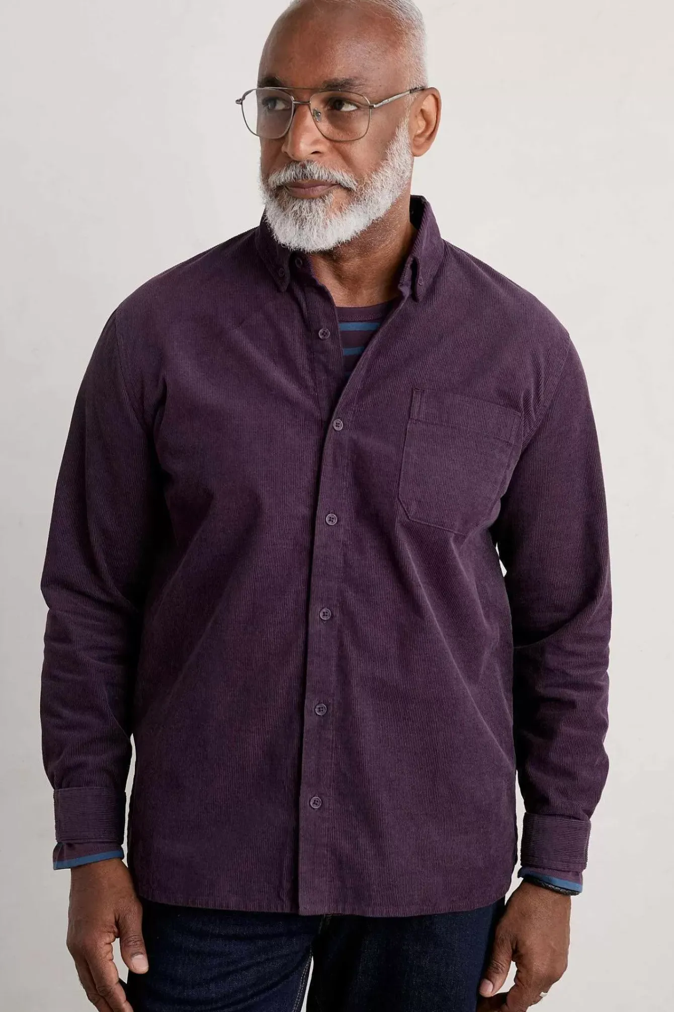 Seasalt Cornwall Tops & T-Shirts<Men's Cannis Cord Shirt Aubergine