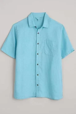 Seasalt Cornwall Tops & T-Shirts<Men's Carne Short Sleeve Linen Shirt Sky
