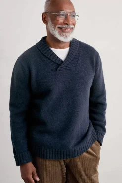 Seasalt Cornwall Knitwear<Men's Daver Shawl Neck Jumper Maritime