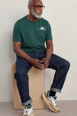 Seasalt Cornwall Tops & T-Shirts<Men's Downsouse Organic Cotton T-Shirt Clouds Verte