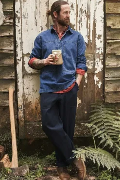 Seasalt Cornwall Tops & T-Shirts<Men's Hawser Denim Overshirt Dark Mid Indigo Wash
