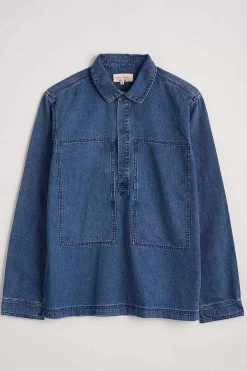 Seasalt Cornwall Tops & T-Shirts<Men's Hawser Denim Overshirt Dark Mid Indigo Wash