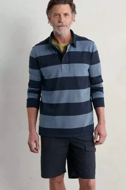 Seasalt Cornwall Tops & T-Shirts<Men's Herdsman Organic Cotton Rugby Top Page Blue Sail