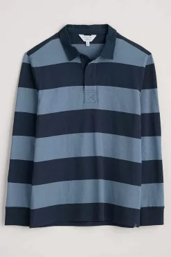 Seasalt Cornwall Tops & T-Shirts<Men's Herdsman Organic Cotton Rugby Top Page Blue Sail