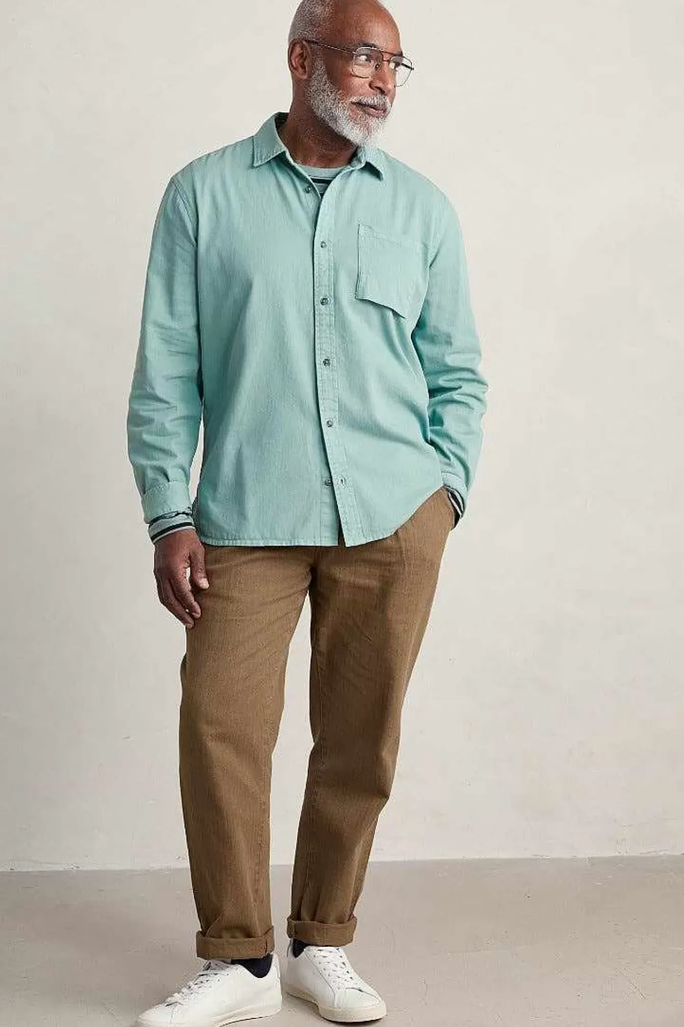 Seasalt Cornwall Tops & T-Shirts<Men's Jackdaw Cotton Twill Shirt (Gots) Sardine