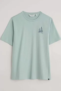 Seasalt Cornwall Tops & T-Shirts<Men's Loggerhead Organic Cotton T-Shirt Boat Drawing Eggshell