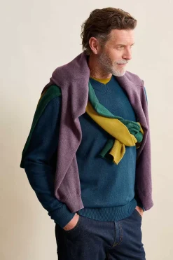Seasalt Cornwall Knitwear<Men's Mainbrace Organic Cotton V-Neck Jumper Ocean Drift