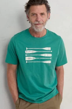 Seasalt Cornwall 2 Mix & Match<Men's Midwatch Organic Cotton T-Shirt Stacked Oars Hepworth Green