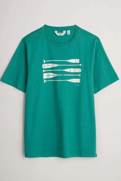 Seasalt Cornwall 2 Mix & Match<Men's Midwatch Organic Cotton T-Shirt Stacked Oars Hepworth Green