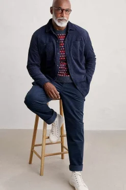 Seasalt Cornwall Shirts<Men's Ropemaker Waffle Cord Overshirt Maritime