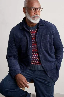 Seasalt Cornwall Shirts<Men's Ropemaker Waffle Cord Overshirt Maritime