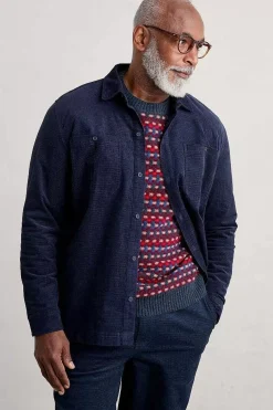 Seasalt Cornwall Shirts<Men's Ropemaker Waffle Cord Overshirt Maritime