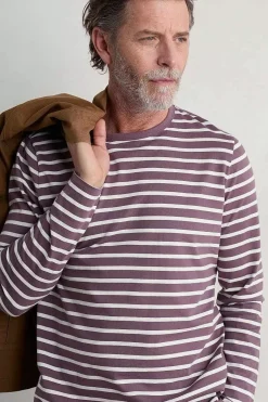 Seasalt Cornwall 2 Mix & Match<Men's Sailor Shirt With Crew Neck (Gots) Breton Mallow Chalk