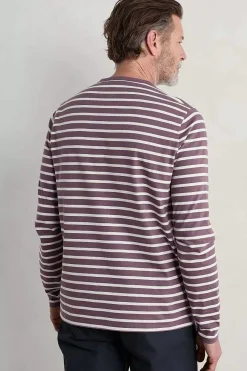 Seasalt Cornwall 2 Mix & Match<Men's Sailor Shirt With Crew Neck (Gots) Breton Mallow Chalk