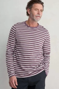 Seasalt Cornwall 2 Mix & Match<Men's Sailor Shirt With Crew Neck (Gots) Breton Mallow Chalk