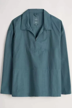 Seasalt Cornwall Tops & T-Shirts<Men's Sidestone Cotton Canvas Smock Dusky Jade