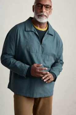 Seasalt Cornwall Tops & T-Shirts<Men's Sidestone Cotton Canvas Smock Dusky Jade