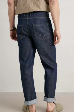 Seasalt Cornwall Trousers & Shorts<Men's Steersman Organic Cotton Straight Leg Jeans Dark Wash