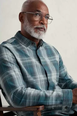 Seasalt Cornwall Shirts<Men's Stonework Organic Cotton Shirt Limestone Verte