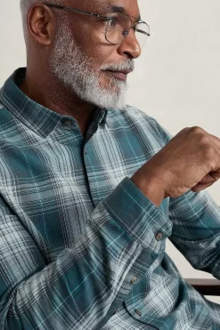Seasalt Cornwall Shirts<Men's Stonework Organic Cotton Shirt Limestone Verte
