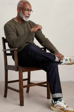 Seasalt Cornwall Tops & T-Shirts<Men's Venton Striped Long Sleeve Top Mallow Seagrass Inkwell