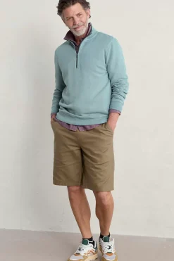 Seasalt Cornwall Tops & T-Shirts<Men's Wood Moss Quarter Zip Sweatshirt Light Wade