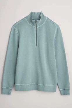 Seasalt Cornwall Tops & T-Shirts<Men's Wood Moss Quarter Zip Sweatshirt Light Wade
