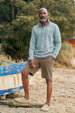 Seasalt Cornwall Tops & T-Shirts<Men's Wood Moss Quarter Zip Sweatshirt Light Wade