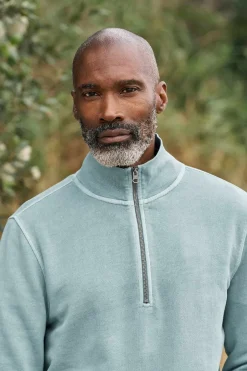 Seasalt Cornwall Tops & T-Shirts<Men's Wood Moss Quarter Zip Sweatshirt Light Wade