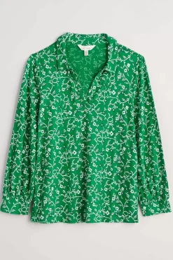 Seasalt Cornwall Tops<Misty Sky Organic Cotton Shirt Twirling Vines Island
