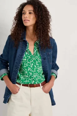 Seasalt Cornwall Tops<Misty Sky Organic Cotton Shirt Twirling Vines Island