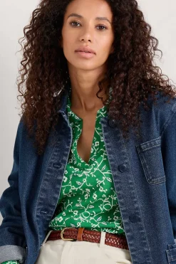 Seasalt Cornwall Tops<Misty Sky Organic Cotton Shirt Twirling Vines Island