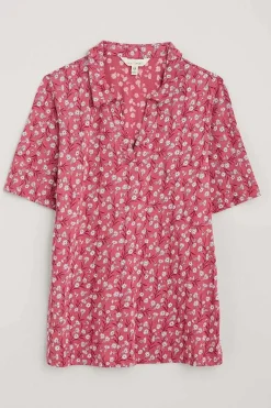 Seasalt Cornwall Tops<Misty Sky Short Sleeve Jersey Shirt Campion Vines Rose